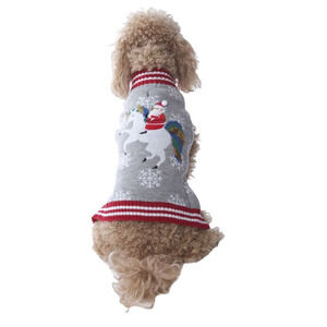 Holiday Time Santa Unicorn Dog Christmas Sweater Medium 20-50lbs Red Gray Sequin
